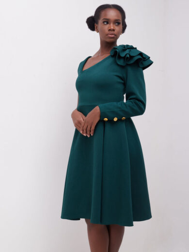 Talet Dress Green Olakira Handcrafted